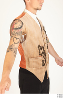   Photos Man in Historical Civilian suit 6 18th century medieval clothing orange tattoo upper body vest 0006.jpg